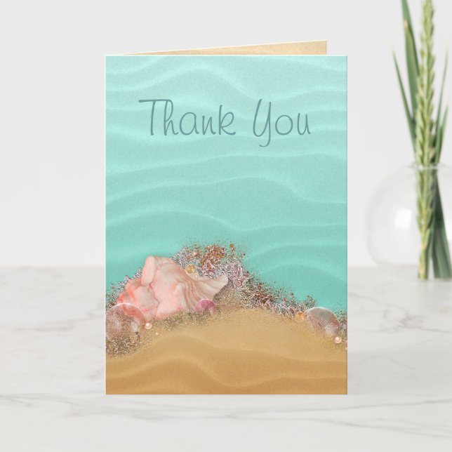 Tarjeta De Agradecimiento Beach Wedding Sandy Shore (Anverso)