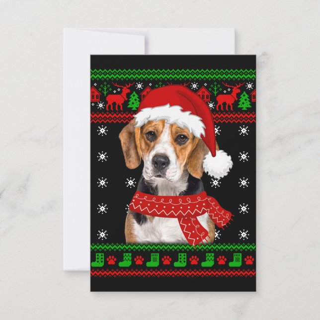 Tarjeta De Agradecimiento Beagle Dog Navidades suéteres feos Perros Perros (Anverso)