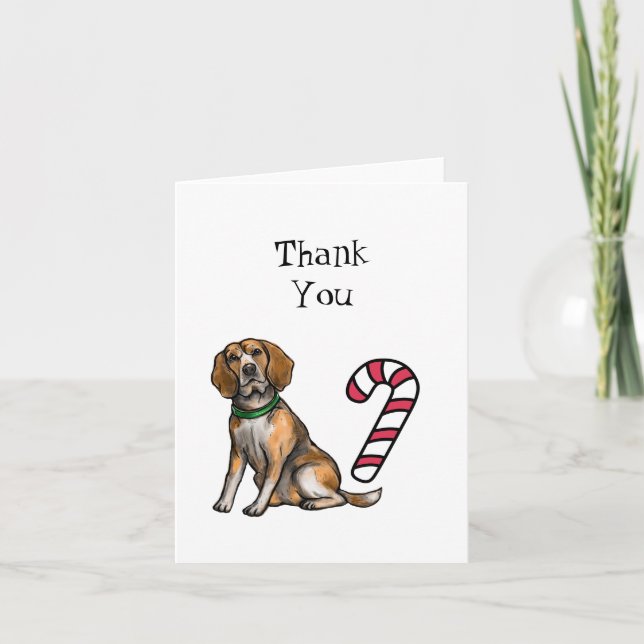 Tarjeta De Agradecimiento Beagle Gracias Navidades (Anverso)