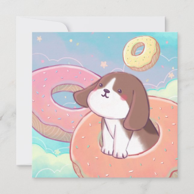 Tarjeta De Agradecimiento Beagle y Donuts (Anverso)