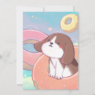 Tarjeta De Agradecimiento Beagle y Donuts