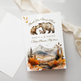 Tarjeta De Agradecimiento Bear Adventure Fall Mountain Neutral Baby Shower