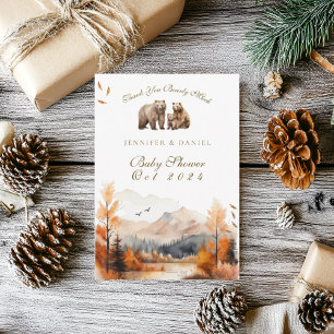 Tarjeta De Agradecimiento Bear Adventure Fall Mountains Neutral Baby Shower