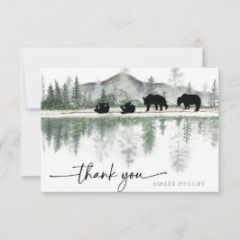 Tarjeta De Agradecimiento Bear Baby Shower | Montañas Rústicas