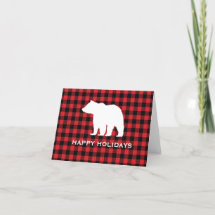 Tarjeta De Agradecimiento Bear Buffalo Check Mountain Felices Fiestas