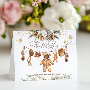 Tarjeta De Agradecimiento Bear ClothestLine Frío fuera de Baby Shower