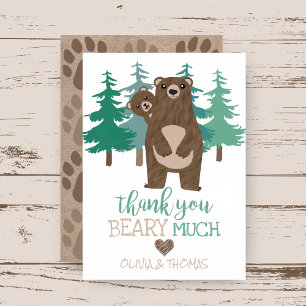 Tarjeta De Agradecimiento Bear Cub Woodland Adventure Baby Shower
