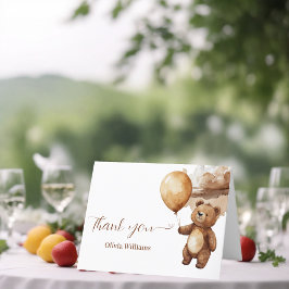 Tarjeta De Agradecimiento Bear globos Nubes Bearly Wait Baby Shower