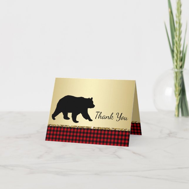 Tarjeta De Agradecimiento Bear Lumberjack Bear Gracias Cartas (Anverso)