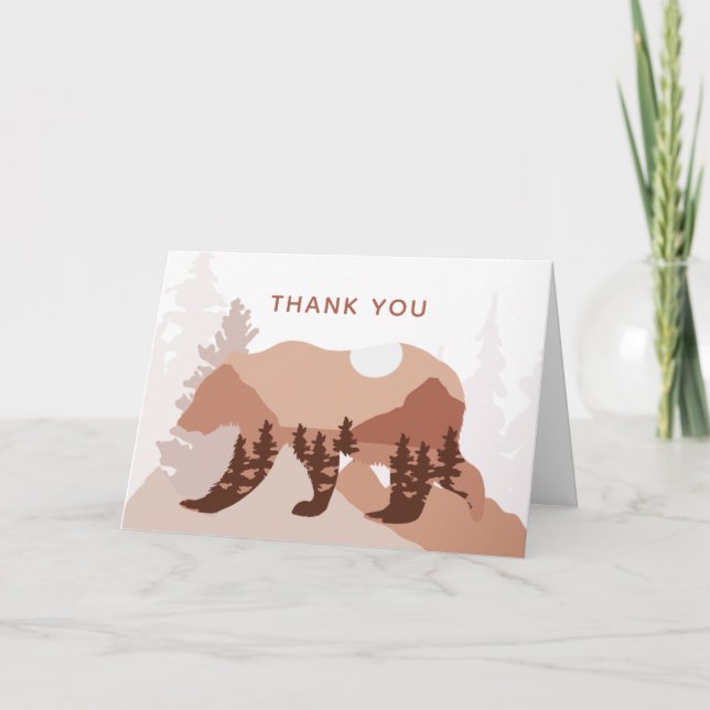 Tarjeta De Agradecimiento Bear Mountain Forest Boy Baby Shower (Anverso)