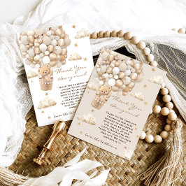 Tarjeta De Agradecimiento Bear Theme Bearly Wait Gold Baby Shower