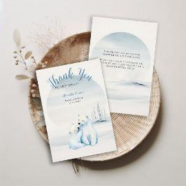 Tarjeta De Agradecimiento Bear Wait Polar Mama Bear Cub Baby Boy Shower