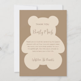 Tarjeta De Agradecimiento Bearly Wait Beige Teddy Bear Baby Shower