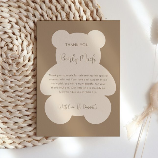 Tarjeta De Agradecimiento Bearly Wait Beige Teddy Bear Baby Shower (Subido por el creador)