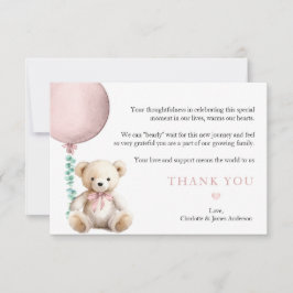 Tarjeta De Agradecimiento Bearly Wait Pink Teddy Bear Baby Gracias Card