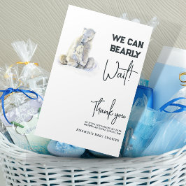 Tarjeta De Agradecimiento Bearly Wait Polar Bear Chica rosa Baby Shower