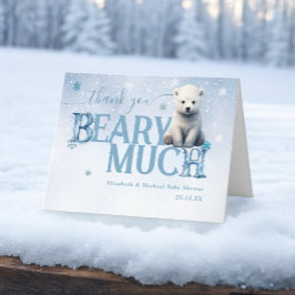 Tarjeta De Agradecimiento Bearly Wait Polar Bear Winter Modern