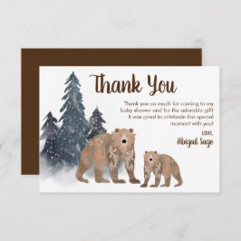 Tarjeta De Agradecimiento Bears in Winter Forest Scandi Neutral Baby Shower