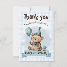 Tarjeta De Agradecimiento Beary 1st Birthday Thank You Card