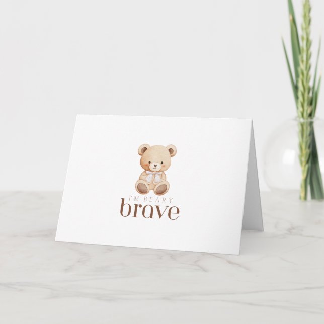 Tarjeta De Agradecimiento beary brave childhood cancer sick kids cute card (Anverso)