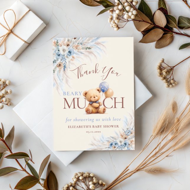 Tarjeta De Agradecimiento Beary Much Teddy Bear Baby Shower Thank You (Subido por el creador)