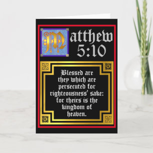 Tarjeta De Agradecimiento Beatitudes Mateo 5 Blue Gold Carta iluminada