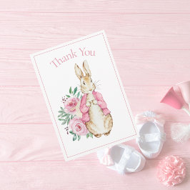 Tarjeta De Agradecimiento Beatrix Potter Floral Rosa Baby Shower Gracias