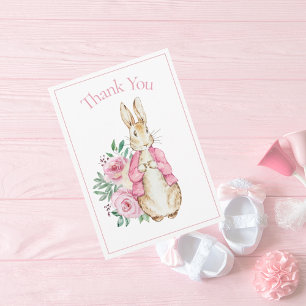 Tarjeta De Agradecimiento Beatrix Potter Floral Rosa Baby Shower Gracias