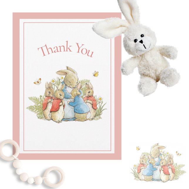 Tarjeta De Agradecimiento Beatrix Potter Red Baby Boy Chica Shower (Subido por el creador)