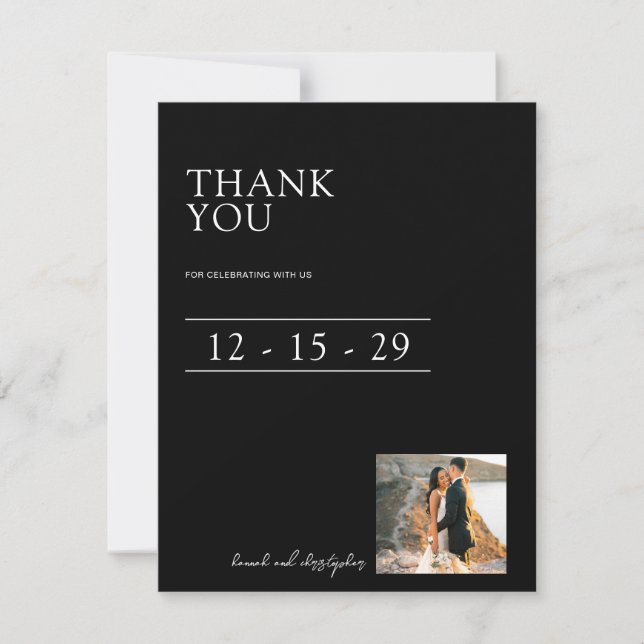 Tarjeta De Agradecimiento Beautiful Black & White Wedding (Anverso)