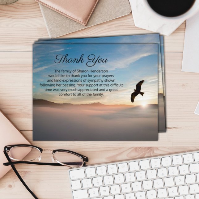 Tarjeta De Agradecimiento Beautiful Sunset Photo Funeral Thank You Note Card (Subido por el creador)