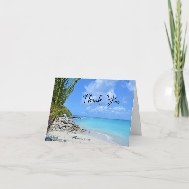Tarjeta De Agradecimiento Beautiful Turquoise Tropical Beach (Anverso)