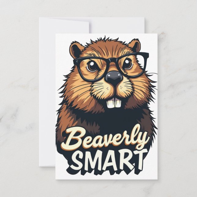 Tarjeta De Agradecimiento Beaverly Smart - Gráfica divertida de castores con (Anverso)