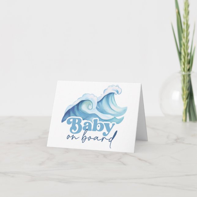 Tarjeta De Agradecimiento Bebé a bordo de Baby Shower, Surf Baby (Anverso)