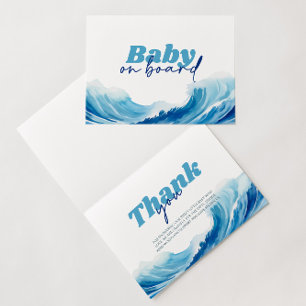 Tarjeta De Agradecimiento Bebé a bordo de Baby Shower, Surf Baby