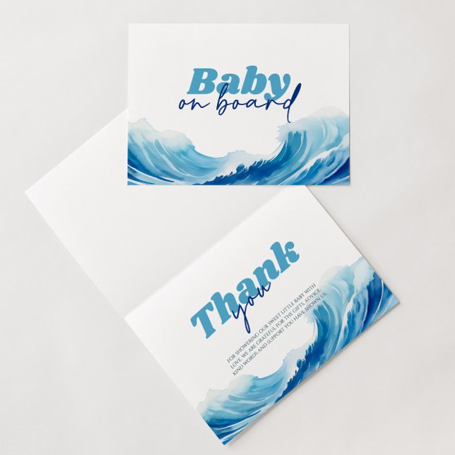 Tarjeta De Agradecimiento Bebé a bordo de Baby Shower, Surf Baby (Subido por el creador)
