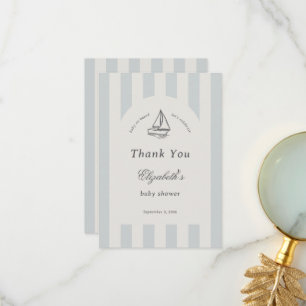 Tarjeta De Agradecimiento Bebé a Bordo Elegante Velero Azul