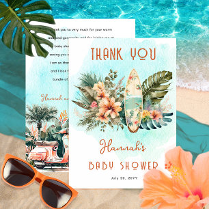 Tarjeta De Agradecimiento Bebé a bordo Surf Tropical Neutral Baby Shower