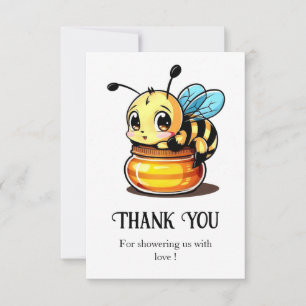 Tarjeta De Agradecimiento Bebé Abeja Dulce y Juguetón - Fiesta de Bienvenida