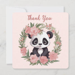 Tarjeta De Agradecimiento Bebé Adorable Panda Bear con Flores