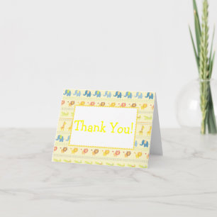 Tarjeta De Agradecimiento Bebé Amarillo Animales Gracias Cartas