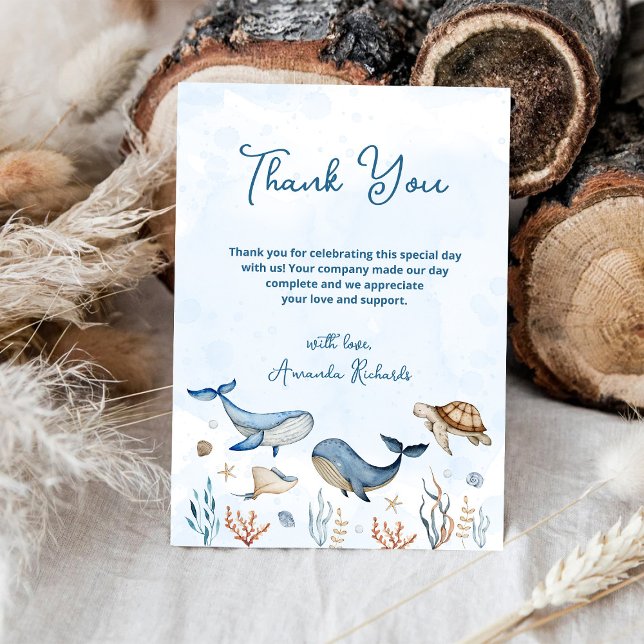 Tarjeta De Agradecimiento Bebé bajo el mar: Fiesta de revelación (Subido por el creador)