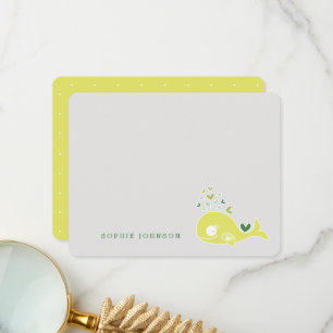 Tarjeta De Agradecimiento Bebé Ballena Mamá Embarazada Linda Verde Lima Baby