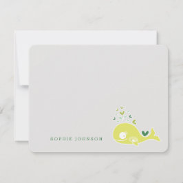 Tarjeta De Agradecimiento Bebé Ballena Mamá Embarazada Linda Verde Lima Baby