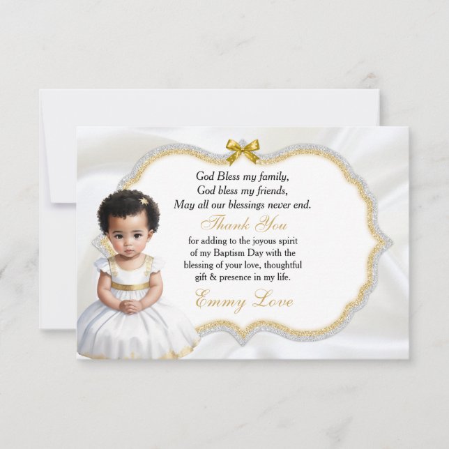 Tarjeta De Agradecimiento Bebé Baptism Christening Communición Gracias (Anverso)