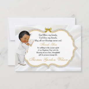 Tarjeta De Agradecimiento Bebé Baptismo Christening Gold Cross Gracias