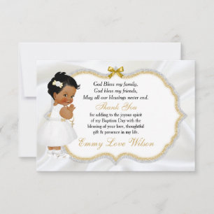 Tarjeta De Agradecimiento Bebé Baptismo Christening Gold Cross Gracias