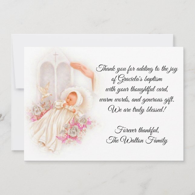 Tarjeta De Agradecimiento Bebé bebé flores rosas gracias (Anverso)