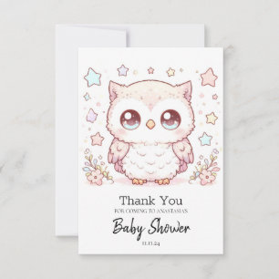 Tarjeta De Agradecimiento Bebé Buho Encantador y Adorable Fiesta de Cumpleañ