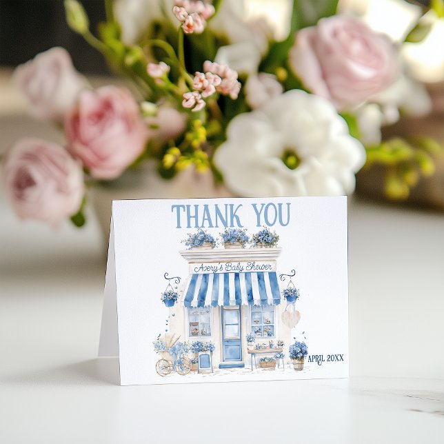 Tarjeta De Agradecimiento Bebe Cafe Bonjour Bebe Tema parisino Baby Shower (Subido por el creador)